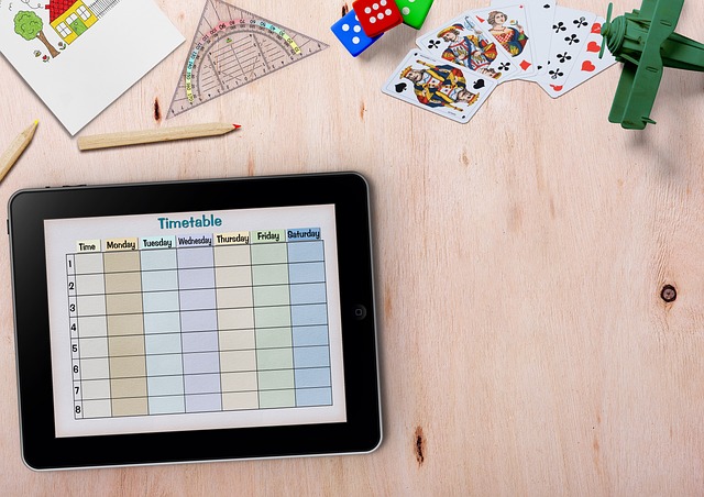 Picture of a school timetable on a tablet