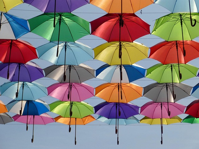 multi-coloured umbrellas